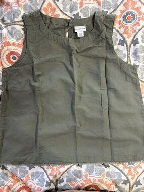 Liz Claiborne Olive Green Linen Blend Sleeveless Tank